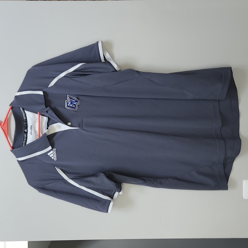 Adidas Gray Polo Shirt with White Accents